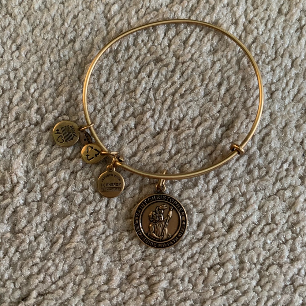 Alex and Ani saint Christopher bracelet in gold